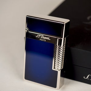 S.T. Dupont lighter LeGrand Cling Palladium & Laque de Chine Blue C23013