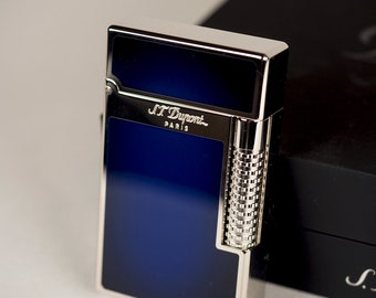 briquet st dupont ligne 1 en metal argente guilloche