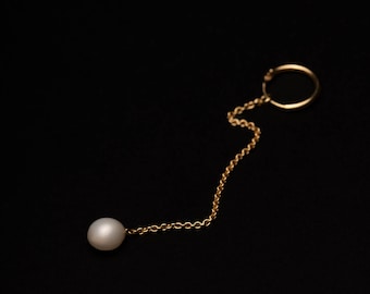 Pendiente WANDELGOLD #falls oro y perla natural - único hecho a mano en Hamburgo, Alemania