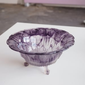 Art Deco faceted glass bowl, mouth-blown, purple - fruit basket