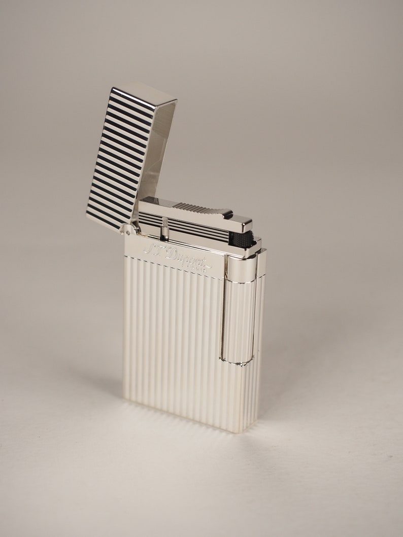 S.T. Dupont Lighter Ligne 2 Large Silver Striped Etsy