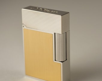 CALLE. Encendedor Dupont Ligne 2 pequeño oro amarillo cepillado y cabeza de diamante paladio C18601