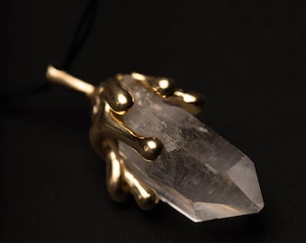 Colgante WANDELGOLD #flujos de oro y cristal de roca - único hecho a mano en Hamburgo, Alemania