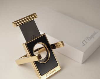 New: S.T. Dupont Cigar Cutter & Holder Gold / Black 003393