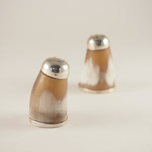 Salt & Pepper Shaker vintage unused Sterling Silver and Horn