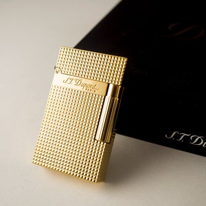S.T. Dupont lighter Ligne 2 large yellow gold checkered micro diamond