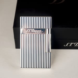 S.T. Dupont lighter Ligne 2 large silver striped 016817