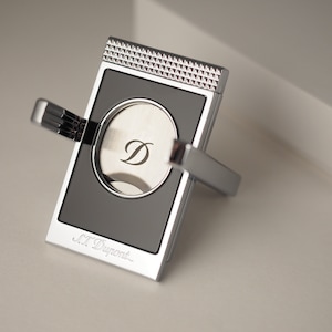New: S.T. Dupont Cigar Cutter & Holder Chrome / Black 003415