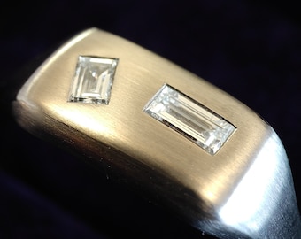 Anillo WANDELGOLD #remains oro blanco rodiado y diamantes baguette - único hecho a mano en Hamburgo, Alemania