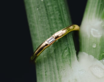Anillo WANDELGOLD #oro floreciente y diamante baguette - único hecho a mano en Hamburgo, Alemania