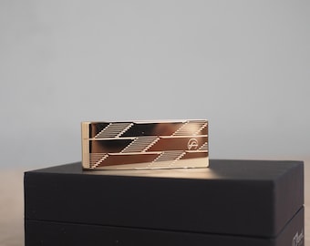 New: S.T. Dupont Paris money clip stainless steel gold golden monogram 1872 / money clip 003542