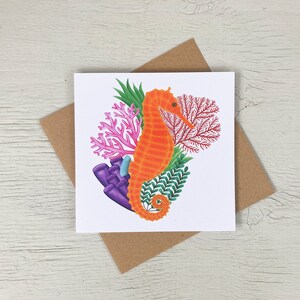 Coral Reef Seahorse Greeting Card | Sea Life Art Card | Marine Life Watercolour | Ocean Painting