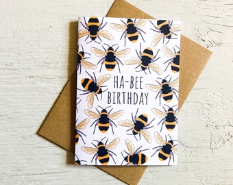 Bee Birthday Card | Bumblebee Card | Bee Illustration | Bee Art Card | Greeting Card | Cute Bee Card | Quirky Birthday Card | Insect Card