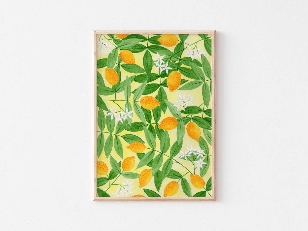 Lemon Tree Print Lemon Wall Art Lemon Art Print Citrus Fruit Art Print