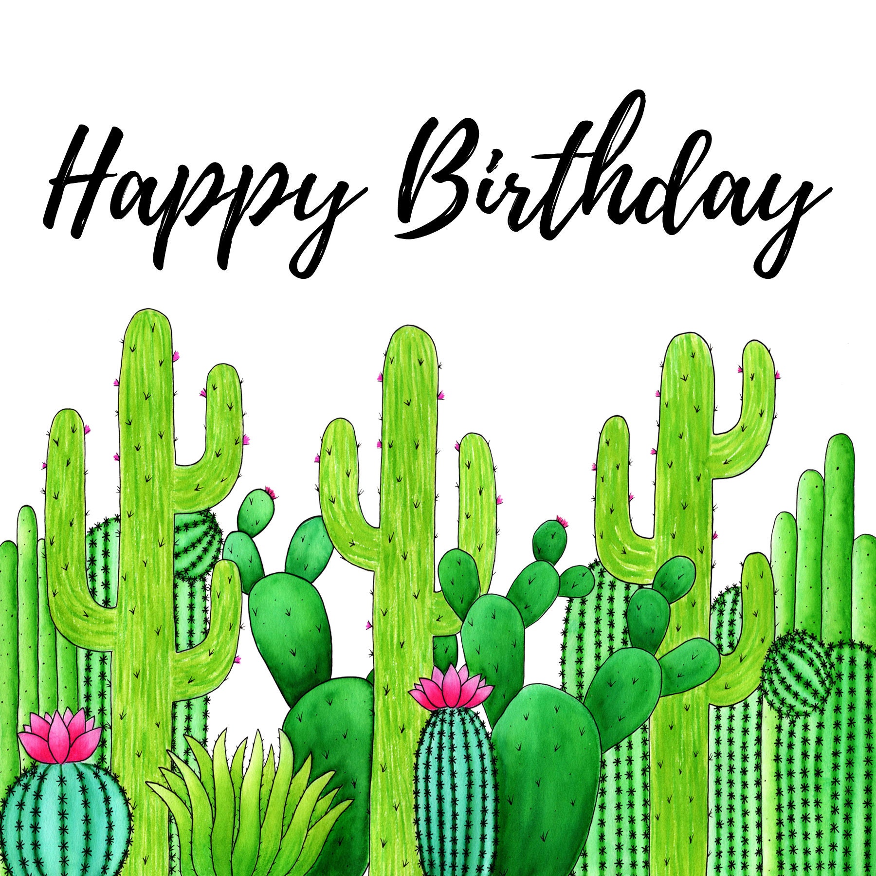 Cactus Birthday Card Cute Cactus Greeting Card Recycled Etsy