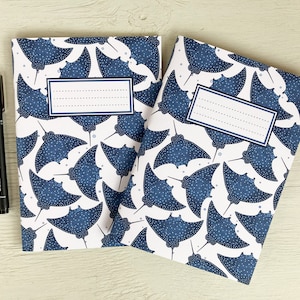 Manta Ray A5 Recycled Notebook | 48 Plain Pages | Cute Sea Life Notebook | Quirky Marine Biology Stationery | Ocean Notebook