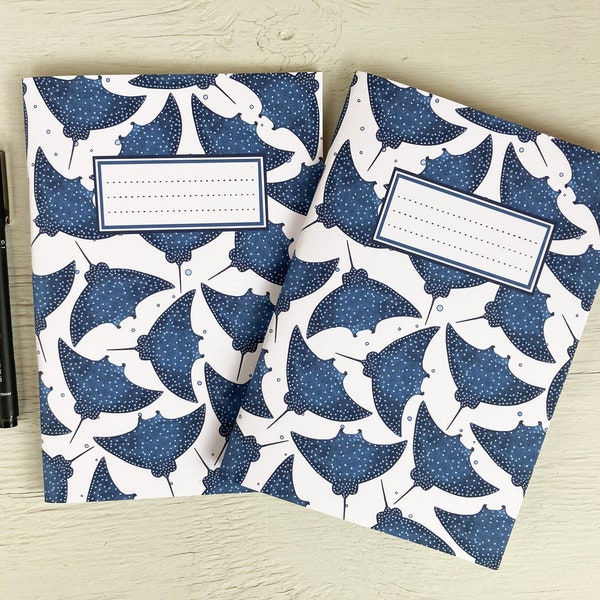 Manta Ray A5 Recycled Notebook | 48 Plain Pages | Sealife Notebook | Marine Life Stationery | Ray Notebook | Cute Notebook