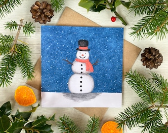 Snowman Christmas Card | Holiday Card | Festive Card | Greeting Card | Xmas Card | Cute Christmas Cards | Merry Christmas | Handmade Cards