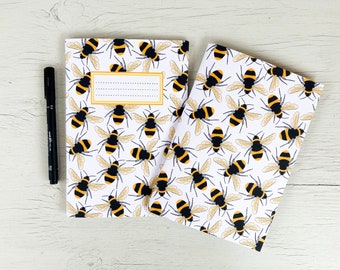 Bumblebee A5 Recycled Notebook | 48 Pages Plain Paper | Bee Notebook | Bee Gifts | Bee Stationery | Bee Journal | Animal Notebook