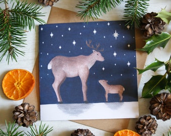 Reindeer Christmas Card | Festive Card | Holiday Card | Reindeer Greeting Card | Xmas Card | Cute Christmas Card | Personalised Card