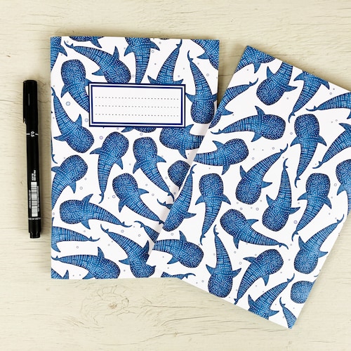 Whale Shark A5 Recycled Notebook | 48 Plain Pages | Sea Life Notebook | Marine Life Stationery | Shark Notebook | Shark Gift | Cute Notebook