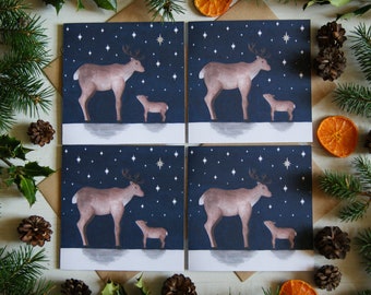 Reindeer Christmas Card Pack | Holiday Cards | Cute Christmas Cards | Xmas Card Set | Festive Cards | Christmas Card Set | Handmade Cards