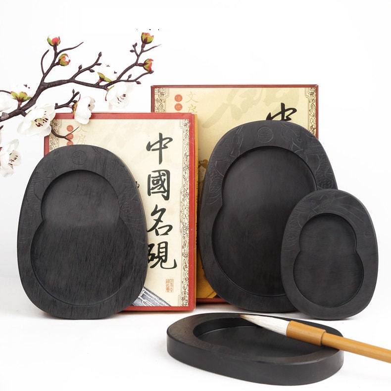 Chinese Calligraphy Inkstone With Cover for Calligraphy Practice and  Painting. 