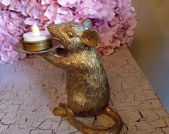 Gold Mouse Tealight Vintage Style Candle Holder.
