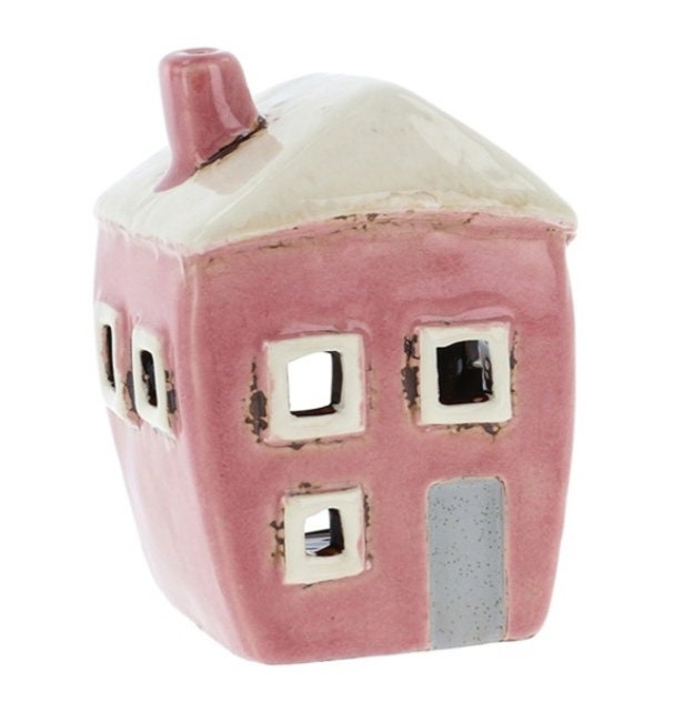 Casetta In Ceramica Portacandele in Complementi di Arredo