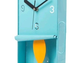 Metal Sardine Tin Pendulum Kitchen Wall Clock Kitsch Quirky