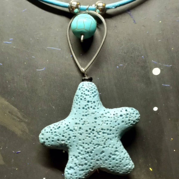 A sea star lava stone pendant