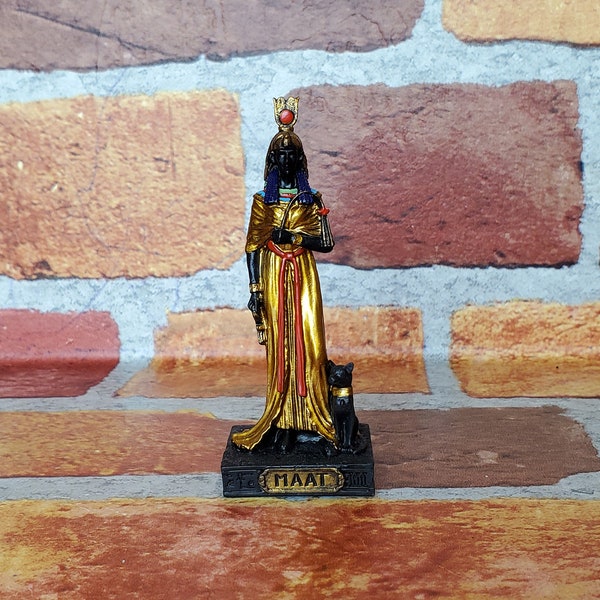 Vintage Ma'at Figurine - Miniature Egyptian Goddess Ma'at Altar Statue