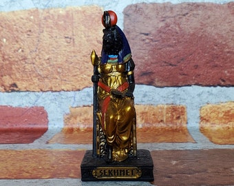 Figura vintage de Sekhmet - Miniatura de la diosa egipcia Sekhmet para altar