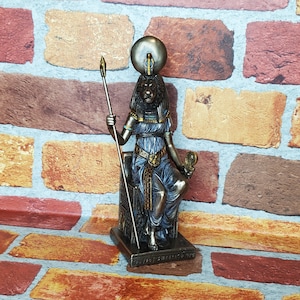 Vintage Sekhmet in Throne with Ankh Statue - Egyptian Lion Goddess Sekhmet