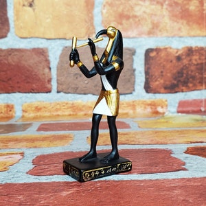 Vintage Standing Thoth holding Writing Palette Figurine - Miniature Egyptian God of Wisdom Thoth Altar Statue