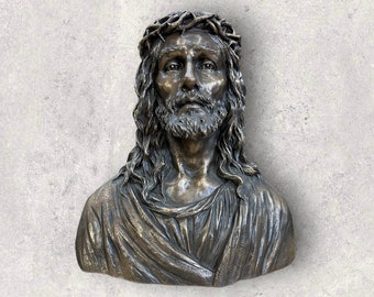 Vintage Jesus Bust- Christian Home Decor - Jesus with Crown of Thorns