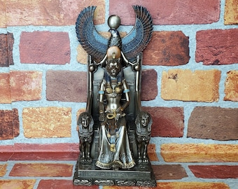 Vintage Sekhmet in Throne Statue - Egyptian Lion Goddess Sekhmet