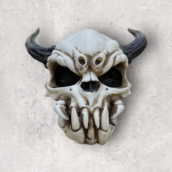 Vintage Demon Skull Statue