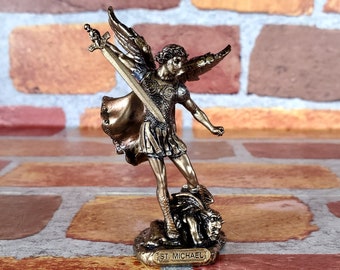 Vintage St. Michael Archangel Mini Statue - Saint Michael Miniature Altar Statue