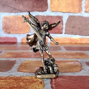 Vintage St. Michael Archangel Mini Statue - Saint Michael Miniature Altar Statue