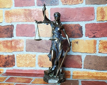 Vintage Lady Justice Statue- Lady Justice with Sword and Scales - Goddess Themis