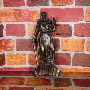 Vintage Lady Justice Wall Plaque - Lady Justice with Sword and Scales - Goddess Themis