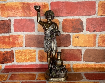 Vintage Dionysus Standbeeld - Griekse God Dionysus met druiven