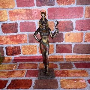 Vintage Goddess Hathor Statue - Ancient Egyptian Goddess Hathor Holding Snake