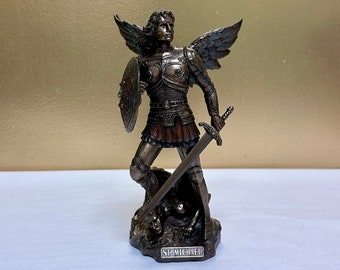 Vintage St. Michael Archangel Statue - Saint Michael Altar Statue