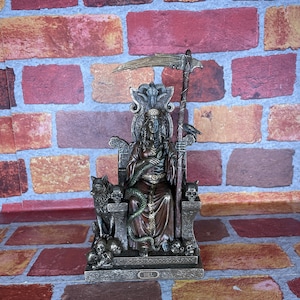 Vintage Hel in Throne Statue - Norse Goddess of the Underworld & the Dead