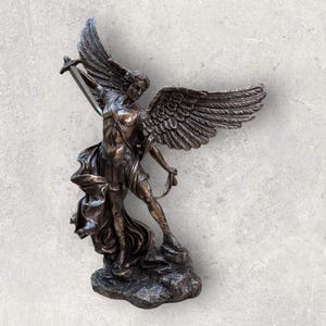 Vintage St. Michael Archangel Statue - Saint Michael Altar Statue - Saint Michael Standing Over Demon