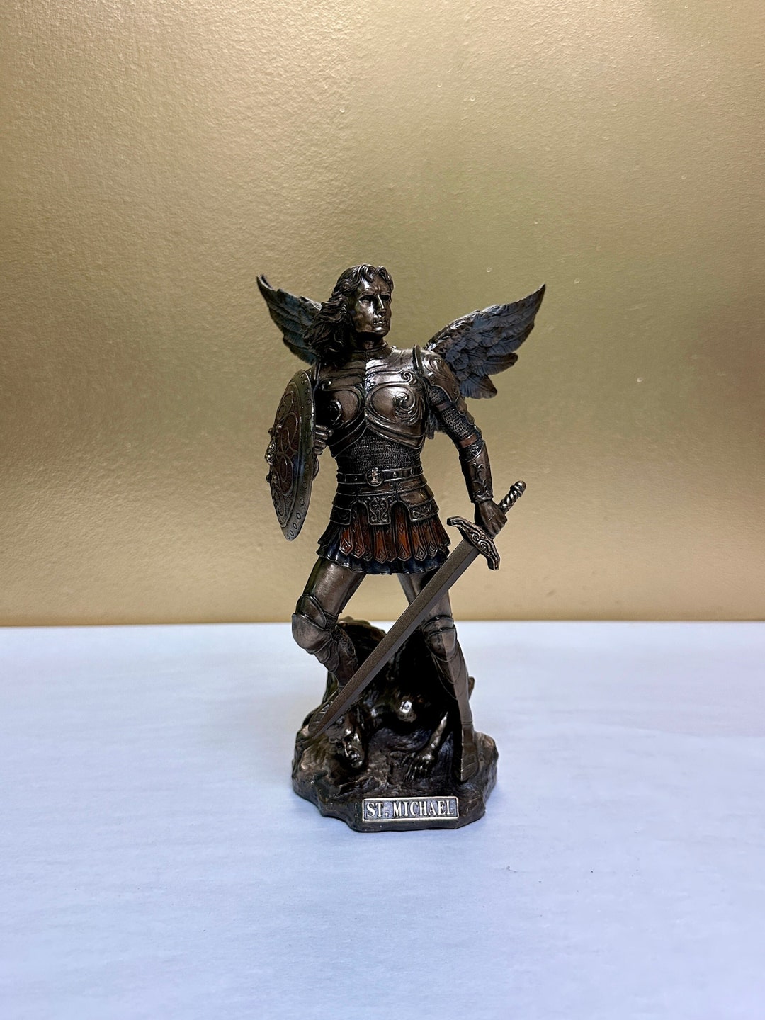 Vintage St. Michael Archangel Statue Saint Michael Altar Etsy