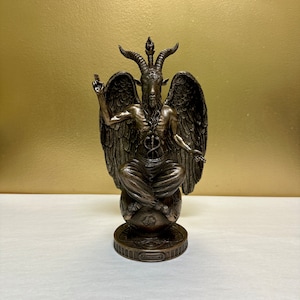 Vintage Baphomet Statue - Cold Cast Bronze - Sabbatic Goat Occult Altar Statue