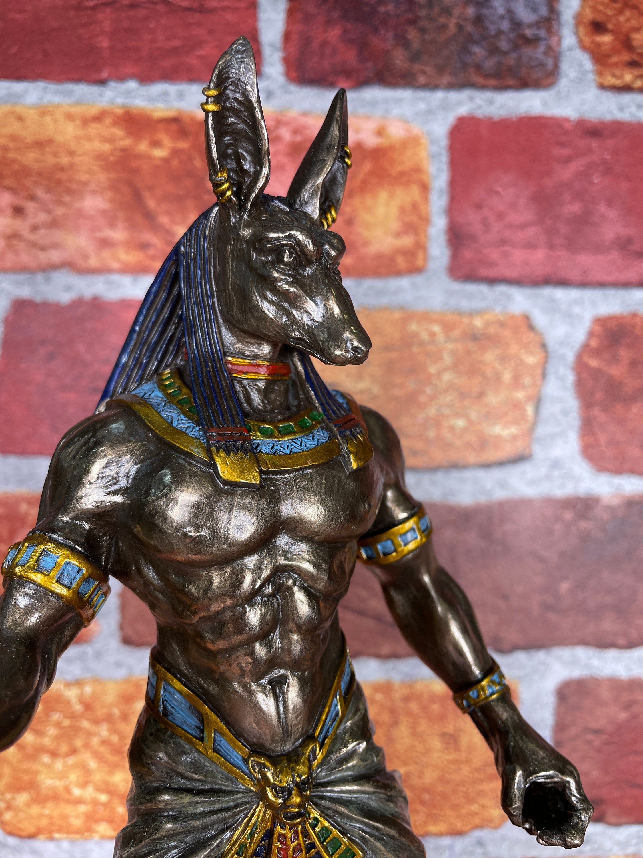 Vintage Anubis Standing With Staff Statue Etsy